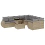 Garden sofa set with beige cushions, 10 pieces, synthetic rattan by , Garden sets - Ref: Foro24-3268759, Price: 732,95 €, Dis...