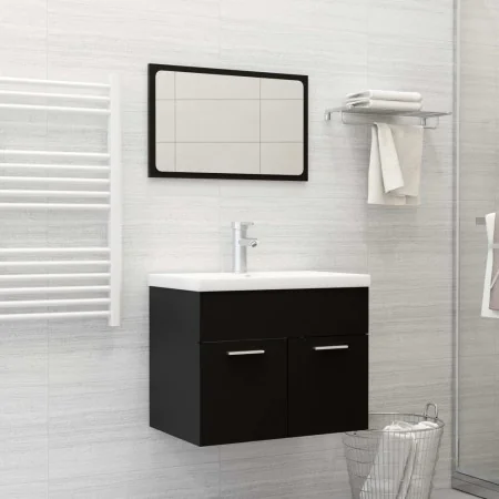 Juego de muebles de baño madera de ingeniería negro de , Muebles de baño - Ref: Foro24-3071316, Precio: 219,02 €, Descuento: %