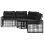 L-förmiges Gartensofa mit schwarzen PE-Rattan-Kissen und Fußhockern. von , Outdoor-Sofas - Ref: Foro24-365893, Preis: 337,00 ...