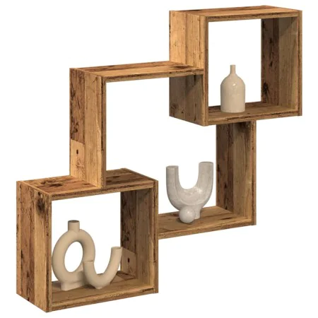 Wall-mounted furniture made of engineered aged wood, measuring 78x18x71 cm. by , Shelves and shelves - Ref: Foro24-854812, Pr...