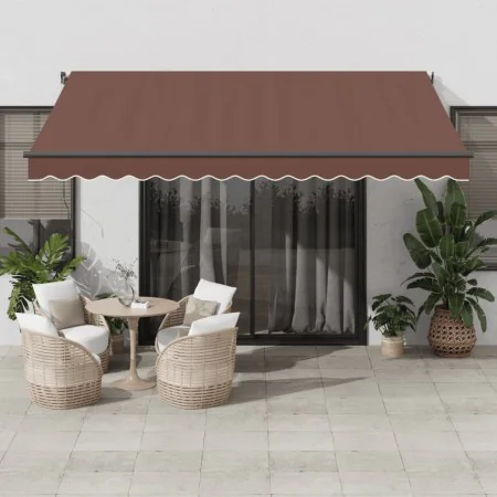 Automatic retractable awning with LED lights brown 400x350 cm by , Awnings - Ref: Foro24-3215406, Price: 648,51 €, Discount: %