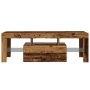 TV stand with LED lights, aged engineered wood, 120x36.5x40 cm by , TV Furniture - Ref: Foro24-856301, Price: 90,05 €, Discou...