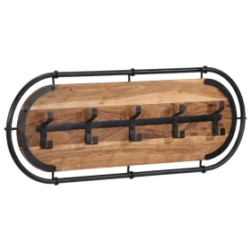 Wall-mounted coat rack with 5 solid mango wood hooks by , Hat and coat racks - Ref: Foro24-4013507, Price: 56,99 €, Discount: %