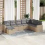 Gartensofa-Set und Kissen, 8-teilig, aus synthetischem Rattan in Beige. von , Gartensets - Ref: Foro24-3325435, Preis: 564,44...