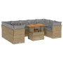 Gartensofa-Set mit 10-teiligen beigen Kissen aus synthetischem Rattan. von , Gartensets - Ref: Foro24-3326971, Preis: 701,68 ...