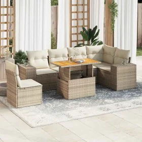 Gartensofagarnitur 7-teilig mit Kissen aus synthetischem Rattan in Beige. von , Gartensets - Ref: Foro24-3327383, Preis: 695,...