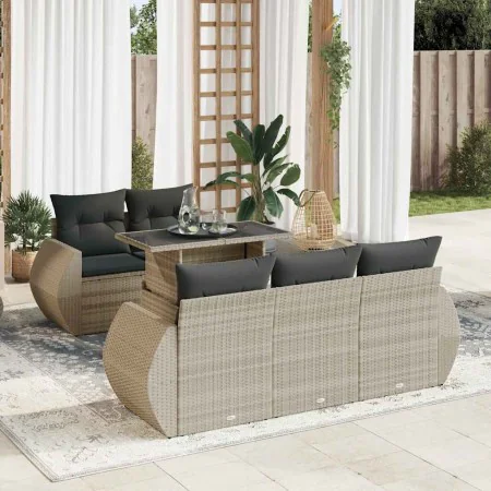 Set de sofás de jardín 6 pzas y cojines ratán sintético gris von , Gartensets - Ref: Foro24-3326573, Preis: 564,63 €, Rabatt: %