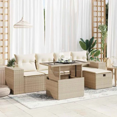 Set Gartensofas mit Kissen 6 Stück synthetisches Rattan beige von , Gartensets - Ref: Foro24-3327928, Preis: 552,81 €, Rabatt: %