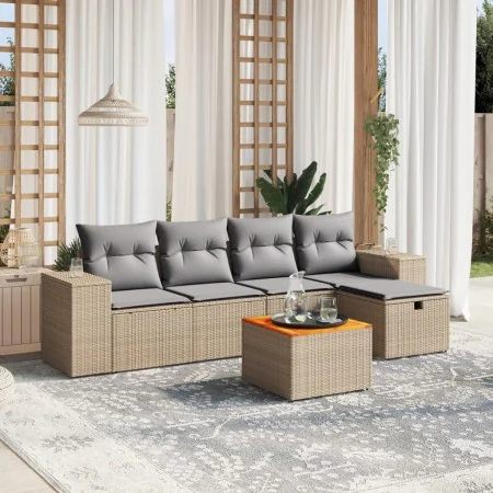 Juego de sofás jardín con cojines beige mezcla 6 pzas ratán PE by , Garden sets - Ref: Foro24-3265168, Price: 404,68 €, Disco...