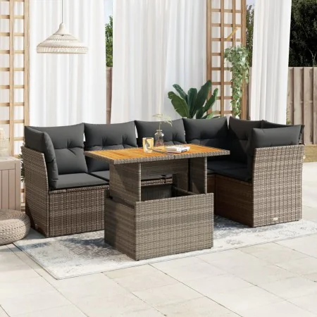 Set de muebles de jardín 6 pzas y cojines ratán sintético gris von , Gartensets - Ref: Foro24-3326930, Preis: 425,94 €, Rabat...