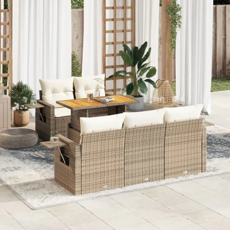 Juego de sofás jardín con cojines 6 pzas ratán sintético beige by , Garden sets - Ref: Foro24-3327103, Price: 620,79 €, Disco...