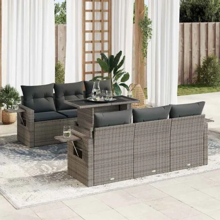 Set de sofás de jardín 7 pzas con cojines ratán sintético gris | Foro24|Onlineshop| Casa, Jardín y Más Foro24.es