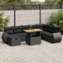 Set sofás jardín y cojines 9 pzas ratán sintético acacia negro | Foro24|Onlineshop| Casa, Jardín y Más Foro24.es