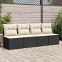 Set sofás jardín y cojines 4 pzas ratán sintético acacia negro | Foro24|Onlineshop| Casa, Jardín y Más Foro24.es