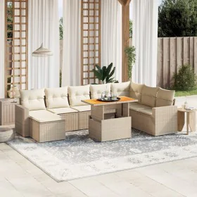 Set de sofás de jardín 9 pzas con cojines ratán sintético beige de , Conjuntos de jardín - Ref: Foro24-3271450, Precio: 750,0...