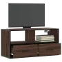 Mueble TV madera ingeniería y metal marrón roble 80x31x39,5 cm by , TV Furniture - Ref: Foro24-848923, Price: 72,66 €, Discou...