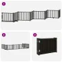 Puerta de perros plegable 8 paneles madera álamo negra 640 cm by , Dog kennels and fences - Ref: Foro24-3155738, Price: 124,7...