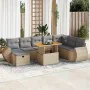 Set sofás jardín y cojines 9 pzas ratán sintético acacia beige by , Garden sets - Ref: Foro24-3328074, Price: 677,95 €, Disco...