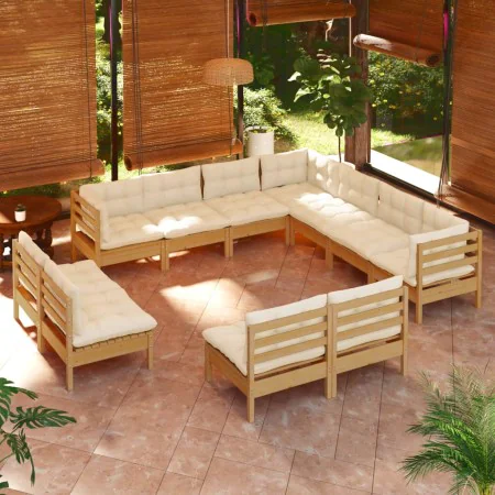 Garden furniture 11 pieces and cushions honey brown pine wood by vidaXL, Garden sets - Ref: Foro24-3096866, Price: 1,00 €, Di...