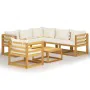 Garden furniture 7 pcs cream cushions solid acacia wood by vidaXL, Garden sets - Ref: Foro24-3057644, Price: 595,24 €, Discou...