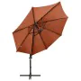 Cantilever parasol with pole and terracotta LED lights 300 cm by vidaXL, Umbrellas - Ref: Foro24-312335, Price: 182,07 €, Dis...