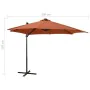 Cantilever parasol with pole and terracotta LED lights 300 cm by vidaXL, Umbrellas - Ref: Foro24-312335, Price: 182,07 €, Dis...