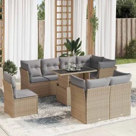 Set de sofás de jardín con cojines 9 pzas ratán sintético beige by , Garden sets - Ref: Foro24-3326180, Price: 673,66 €, Disc...