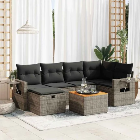 Set de sofás de jardín 7 pzas con cojines ratán sintético gris | Foro24|Onlineshop| Casa, Jardín y Más Foro24.es