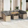 Set sofás jardín y cojines 10 pzas ratán sintético acacia beige by , Garden sets - Ref: Foro24-3327531, Price: 765,19 €, Disc...