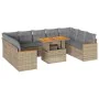 Set sofás jardín y cojines 10 pzas ratán sintético acacia beige by , Garden sets - Ref: Foro24-3327531, Price: 765,19 €, Disc...