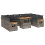 Set sofás jardín y cojines 10 pzas ratán sintético acacia gris by , Garden sets - Ref: Foro24-3327644, Price: 709,04 €, Disco...