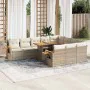 Set sofás jardín y cojines 10 pzas ratán sintético acacia beige by , Garden sets - Ref: Foro24-3327649, Price: 1,00 €, Discou...