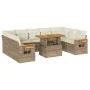 Set sofás jardín y cojines 10 pzas ratán sintético acacia beige by , Garden sets - Ref: Foro24-3327642, Price: 924,68 €, Disc...