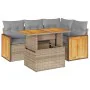 Set sofás jardín y cojines 5 pzas ratán sintético acacia beige de , Conjuntos de jardín - Ref: Foro24-3327706, Precio: 438,46...