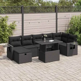 Set de sofás de jardín y cojines 8 piezas ratán sintético negro by , Garden sets - Ref: Foro24-3327865, Price: 621,25 €, Disc...