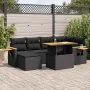 Set sofás jardín y cojines 7 pzas ratán sintético acacia negro von , Gartensets - Ref: Foro24-3327618, Preis: 529,48 €, Rabat...