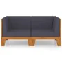 2-Sitzer-Sofa mit dunkelgrauen Kissen aus massivem Akazienholz von vidaXL, Gartensets - Ref: Foro24-3058113, Preis: 252,02 €,...