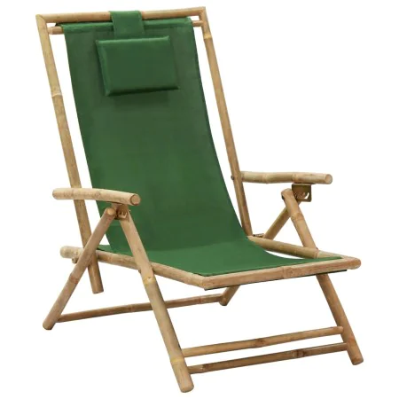 Liegender Relaxsessel aus Bambus und grünem Stoff von vidaXL, Gartenstühle - Ref: Foro24-313027, Preis: 52,56 €, Rabatt: %