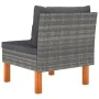 Zentralsofas, 3 Einheiten, synthetisches Rattan und Eukalyptusholz von vidaXL, Modulare Sofas für den Außenbereich - Ref: For...