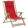 Reclining bamboo and red fabric relaxation chair by vidaXL, Garden chairs - Ref: Foro24-313026, Price: 51,34 €, Discount: %