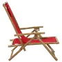 Reclining bamboo and red fabric relaxation chair by vidaXL, Garden chairs - Ref: Foro24-313026, Price: 51,34 €, Discount: %