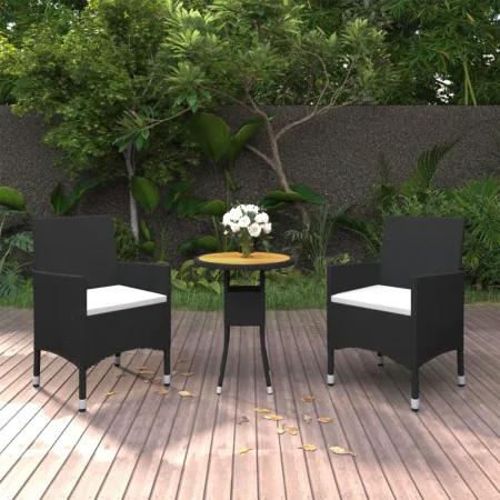 3-piece black synthetic rattan garden dining set by vidaXL, Garden sets - Ref: Foro24-3058462, Price: 176,20 €, Discount: %