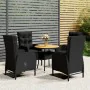 5-teiliges Garten-Bistro-Set aus schwarzem synthetischem Rattan von vidaXL, Gartensets - Ref: Foro24-3058553, Preis: 694,07 €...