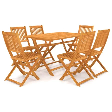 Set comedor de jardín plegable 7 piezas madera maciza de acacia de vidaXL, Conjuntos de jardín - Ref: Foro24-3060194, Precio:...