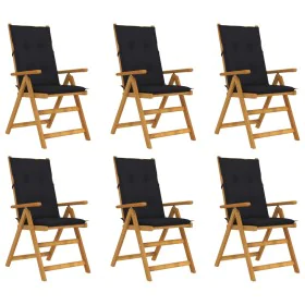 Folding garden chairs 6 pcs solid acacia wood and cushions by vidaXL, Garden chairs - Ref: Foro24-3064141, Price: 471,51 €, D...