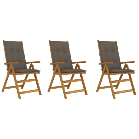 Folding garden chairs 3 pcs solid acacia wood cushions by vidaXL, Garden chairs - Ref: Foro24-3064112, Price: 263,90 €, Disco...