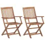 2 pcs folding garden chairs and solid acacia wood cushions by vidaXL, Garden chairs - Ref: Foro24-3064610, Price: 119,58 €, D...