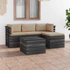 Garden pallet furniture 5 pieces cushions solid pine wood by vidaXL, Garden sets - Ref: Foro24-3061806, Price: 439,08 €, Disc...