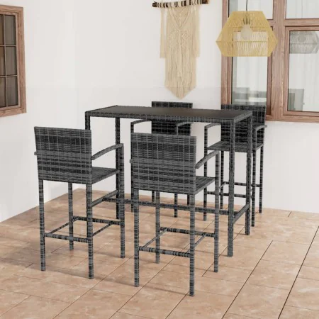 Garden table and high stools 5 pieces gray synthetic rattan by vidaXL, Garden sets - Ref: Foro24-3064844, Price: 337,47 €, Di...