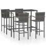 Garden table and high stools 5 pieces gray synthetic rattan by vidaXL, Garden sets - Ref: Foro24-3064844, Price: 337,47 €, Di...